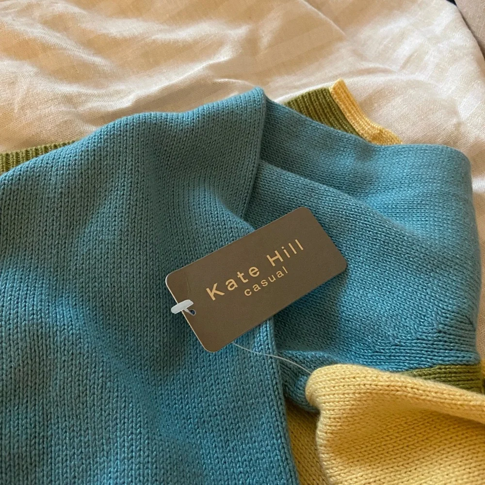 NWT Kate Hill, color block, crew neck sweater - Picture 6 of 6